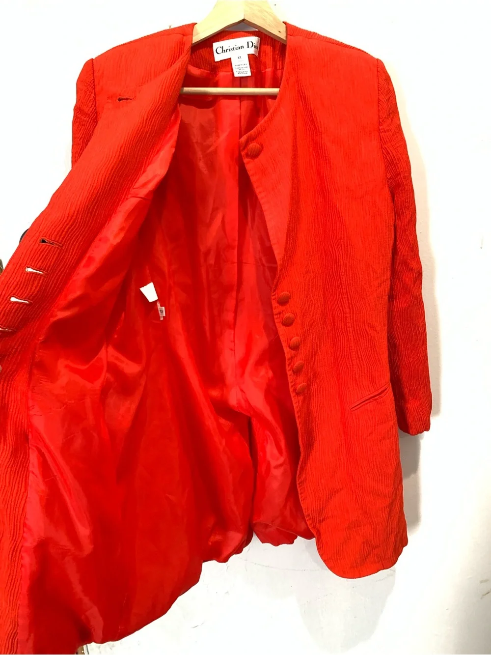 Vintage Christian Dior orange/red blazer, size 12 made in the USA.